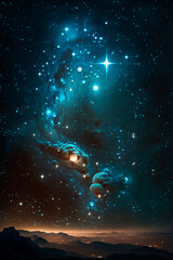 Fototapeta na wymiar Imaginative illustration of a distant galaxy - stars in the sky AI generated content