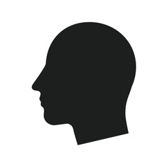Human head silhouette. Black pictogram isolated on white background.