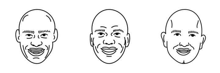 vector face of a bald man