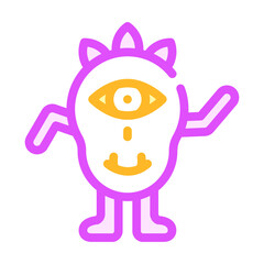 cool monster alien color icon vector illustration