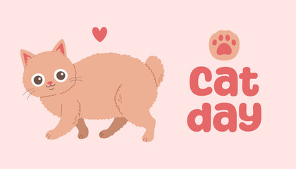 World Cat Day concept. Cat day in Russia. Holiday concept. Template for background, Web banner, card, poster