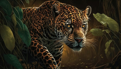 lifelike leopard in the jungle