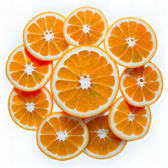 top down illustration of a sliced orange ,ai generated