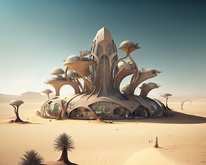 Imaginary village of the sand people in the desert