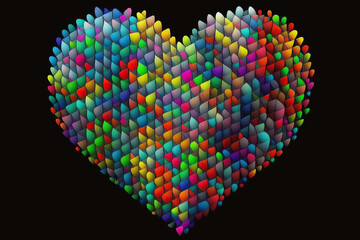 colored heart. Artistic illustration of the symbol of love. Generative AI