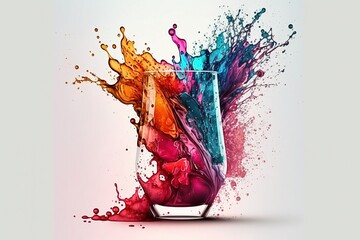 Vibrant Coloured Translucent Liquid Splash in a Glass
