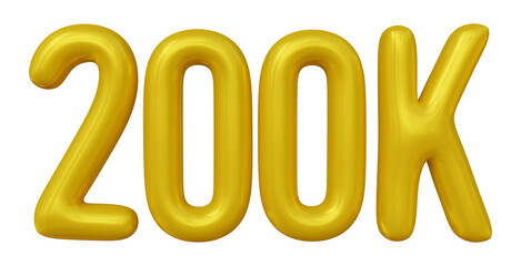 200k text design in 3d rendering for followers celebration concept