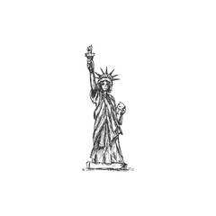 Statue of liberty icon. Symbol of America logo. New York. Hand drawn sketch