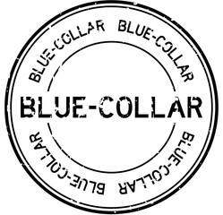 Grunge black blue-collar word round rubber seal stamp on white background