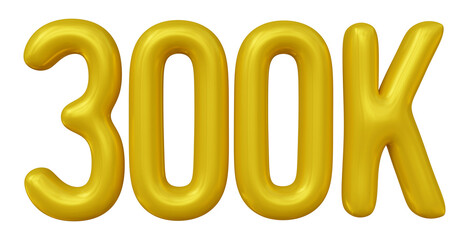 300k text design in 3d rendering for followers celebration concept