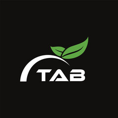 TAB letter nature logo design on black background. TAB creative initials letter leaf logo concept. TAB letter design.