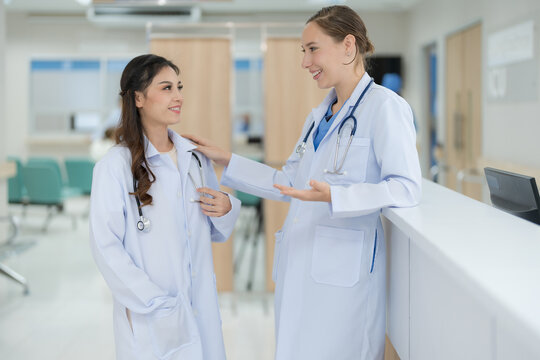 Doctor Doing Different Poses In Hospital.