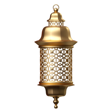 Arabic gold vintage luminous lantern. 3d illustration