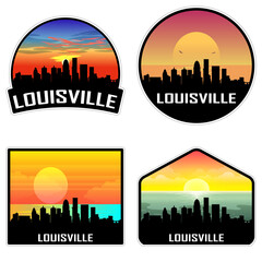 Louisville Kentucky USA Skyline Silhouette Retro Vintage Sunset Louisville Lover Travel Souvenir Sticker Vector Illustration SVG EPS AI - obrazy, fototapety, plakaty