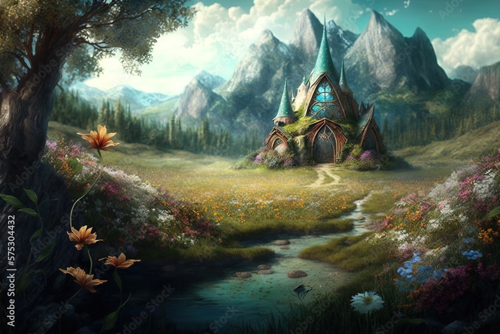 Poster elysian meadows in a land beyond time generative ai