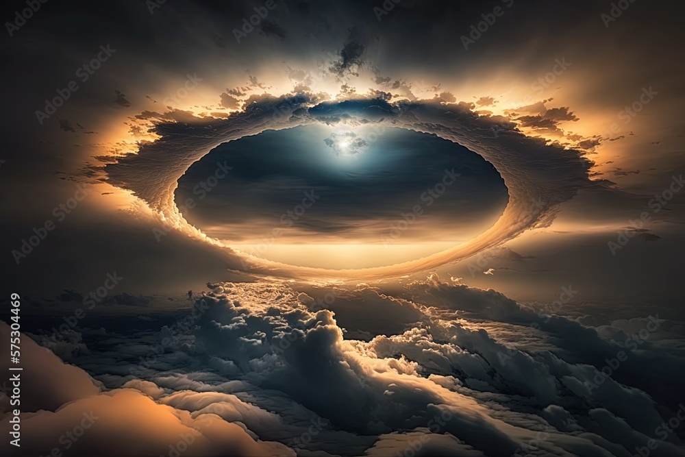 Poster enter the ring of light - an illuminating cloudscape scene generative ai