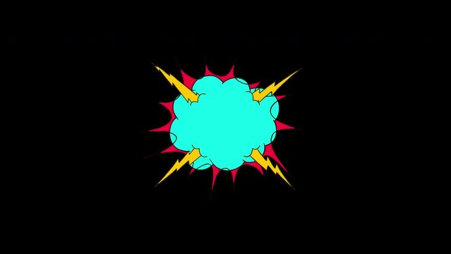 Comic explosion or Burst loop Animation video transparent background with alpha channel