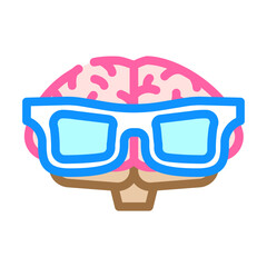 smart brain human color icon vector illustration