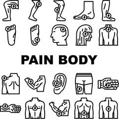 pain body ache medical joint icons set vector