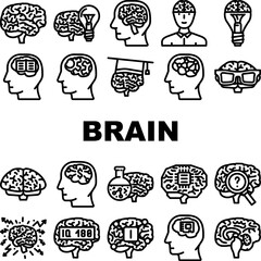 Fototapeta premium brain mind human head icons set vector