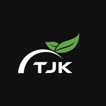 TJK letter nature logo design on black background. TJK creative initials letter leaf logo concept. TJK letter design.