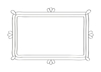 Frames, mirror in hand drawn style. Vintage image frame doodle labels. Blank black square rectangle label elegant sketches. Outlines photo border. Picture frames