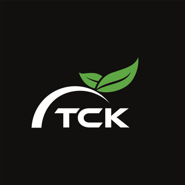 TCK letter nature logo design on black background. TCK creative initials letter leaf logo concept. TCK letter design.