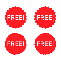 Set of Free web button sign, promotion design label icon, gratis business vector illustration