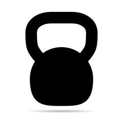 Fototapeta premium Kettlebell icon, fitness sport symbol, iron equipment vector illustration, workout heavy training web mark