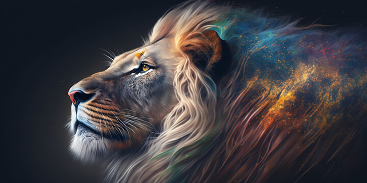 Background of a Lion, blue eyes Gernerative AI