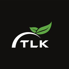 TLK letter nature logo design on black background. TLK creative initials letter leaf logo concept. TLK letter design.