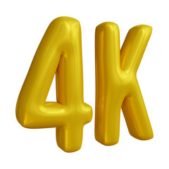 4k text design in 3d rendering for followers celebration concept