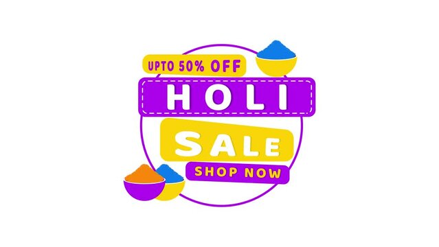 Happy Holi festival of colors online shopping Lottie loop 4K animated template.