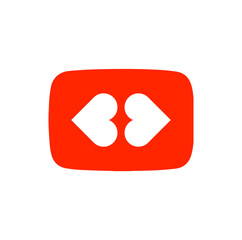 Forward and reverse video icon with red love icon.