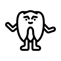 teeth monster alien line icon vector illustration