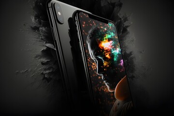 Mobile Phone Business, Mobile Phone Developer Tools, Mobile Phone Illustration, ios & android SO, Smartphone Design, generative ai, background with headphones - obrazy, fototapety, plakaty