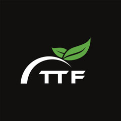 TTF letter nature logo design on black background. TTF creative initials letter leaf logo concept. TTF letter design.
