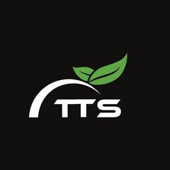 TTS letter nature logo design on black background. TTS creative initials letter leaf logo concept. TTS letter design.