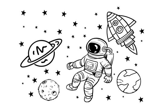 Astronout silhouette, Galaxy vector for cutting, Astronaut with Planet SVG, Space digital file,  Space SVG, Clipart, Cute Space Astronaut Svg
