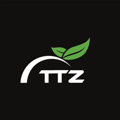TTZ letter nature logo design on black background. TTZ creative initials letter leaf logo concept. TTZ letter design.