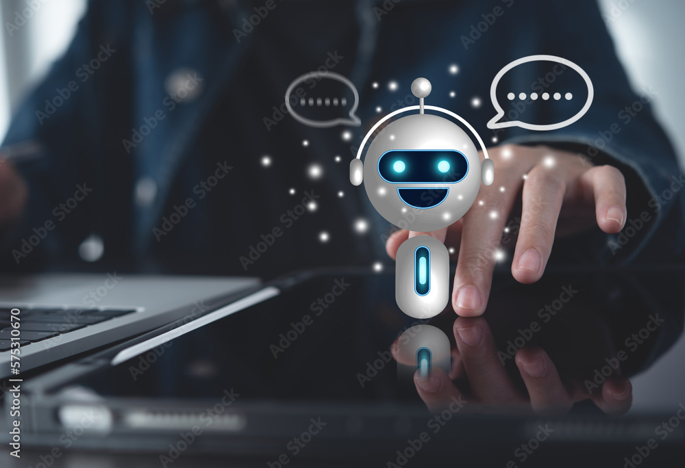 Poster digital ai chatbot, chatgpt, robot application, conversation assistant, artificial intelligence conc