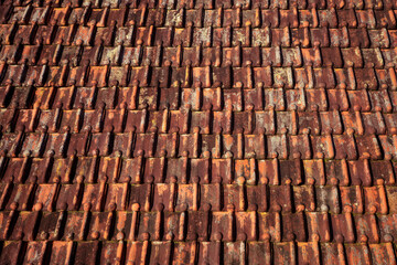 unique clay tiles on the roof of a building roof in Indonesia