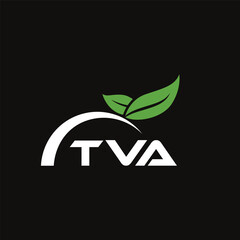 TVA letter nature logo design on black background. TVA creative initials letter leaf logo concept. TVA letter design.