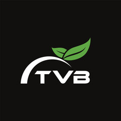 TVB letter nature logo design on black background. TVB creative initials letter leaf logo concept. TVB letter design.