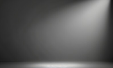 Empty gray background and spotlight with the studio for showing or design. Realistic 3D render. Generative AI.