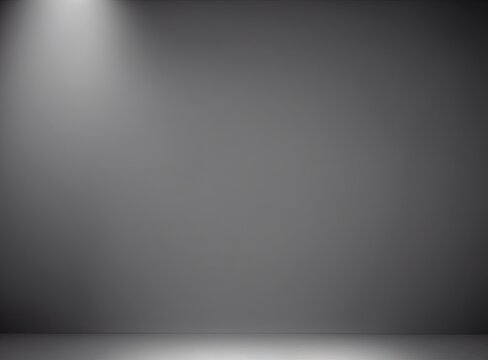 Empty gray background and spotlight with the studio for showing or design. Realistic 3D render. Generative AI.