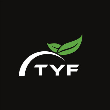 TYF letter nature logo design on black background. TYF creative initials letter leaf logo concept. TYF letter design.