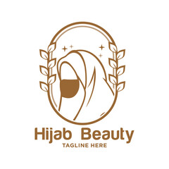 Women hijab beauty vector logo template