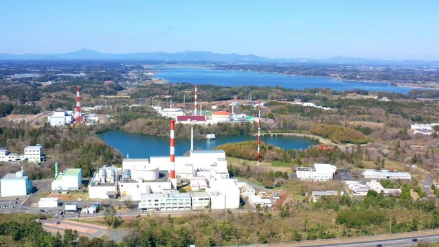 高速増殖炉 常陽と筑波山、涸沼（茨城県大洗町）