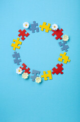 World Autism Awareness Day, ASD, Caring, Speak out, Campaign, Togetherness Concept on Blue Background.